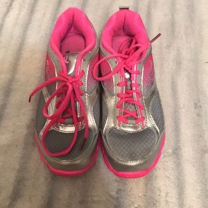 Neon pink & gray Fila sneakers